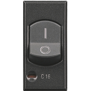 BT Axolute Антрацит выключатель двухполюсный термомагнитный с индикатором защиты 1 полюса, 6 А, размыкающая способность 1500 А, 230 в HS4301/6