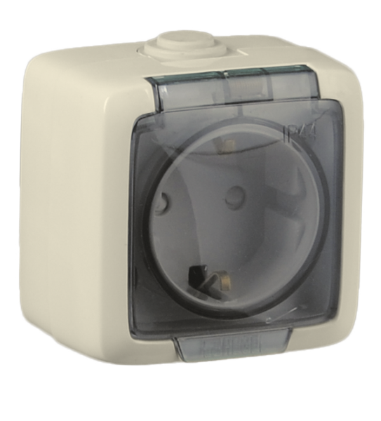 Hegel Альфа IP44 наруж Слоновая кость РА16-211-01 Розетка с/з, брызгозащищенная