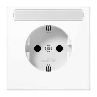 JUNG Штепсельная розетка SCHUKO 16A, 250V~ с защитой от детей и полем для надписи слоновая кость LS1520KINAWW