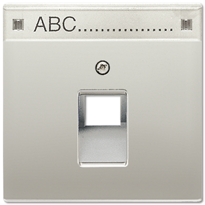 JUNG LS 990 Edelstahl Накладка 1-ой наклонной ТЛФ/комп розетки с полем для надписи ES2969-1NAUA