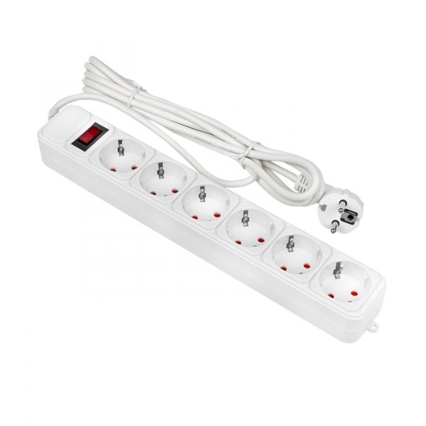 EKF PROxima Сетевой фильтр 6*3м 10А/2,2 кВт с выкл. c/з ПВС 3х0,75 Блокбастер