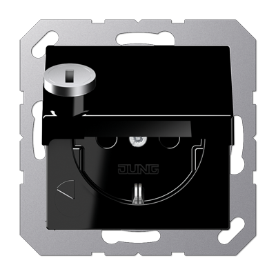 JUNG SCHUKO® розетка с замком, чёрная A1520BFKLSLSW