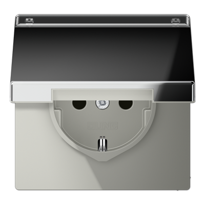 JUNG Штепсельная розетка SCHUKO 16A 250V~ с откидной крышкой и полем для надписи полированный хром GCR1520NAKL