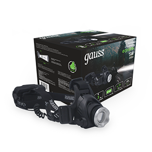 Gauss Фонарь налобный модель GFL407 5W 450lm Li-ion 2400mAh LED 1/12/48 GF407