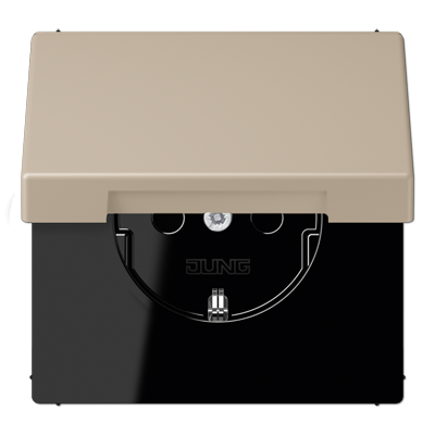 JUNG LS 990 Ombre naturelle claire(32142) Розетка с/з с защитными шторками с крышкой безвинт. зажим LC1520KIKL32142