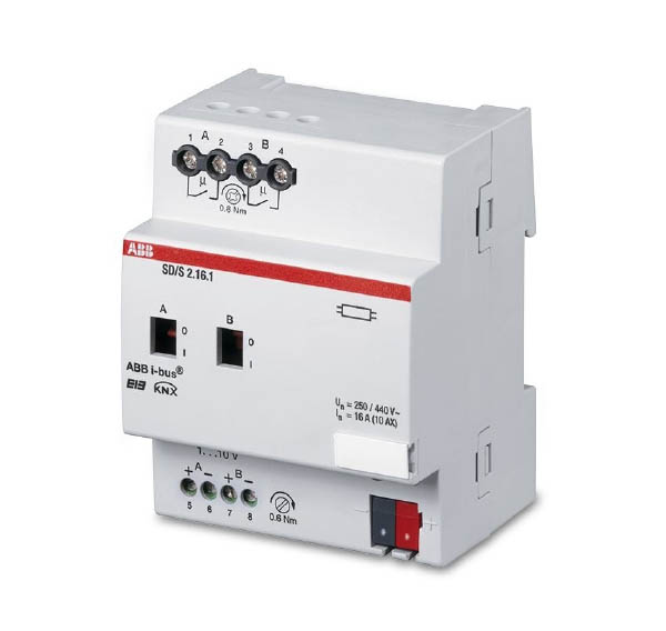 ABB KNX SD/S 2.16.1 Светорегулятор 2-х канальный для ЭПРА 1-10B, 10A, DIN-рейка 2CDG110079R0011