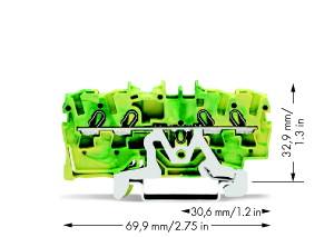Купить Wago Клемма 4-проводная с заземлением 2,5мм цвет ж/з 2002-1407