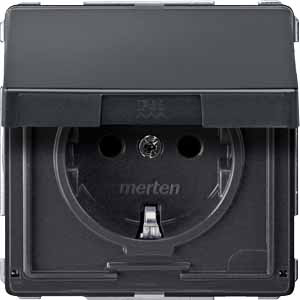 Купить SE Merten Aquadesign Антрацит Розетка Schuko с крышкой, с защитными шторками, безвинт. зажим MTN2310-7214