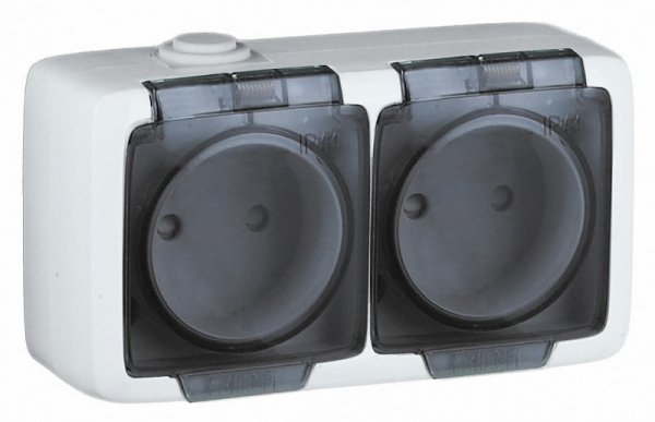 Hegel Альфа IP44 наруж Белая РА16-241 Розетка двойная брызгозащищенная