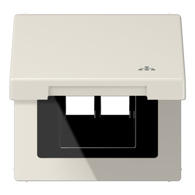 JUNG Накладка и крышка для двойных UAE розеток с символом "сеть" термопласт слоновая кость LS990BFKLLAN