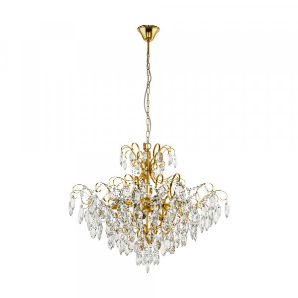 Eglo 39606 Люстра FENOULLET, 9х25W (E14), 735, H1210, сталь, латунь/хрусталь, прозрачный