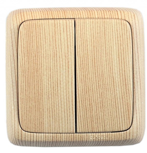 Hegel Альфа наруж Сосна ВА10-153-02 Выключатель 2-клавишный с изол. пластиной