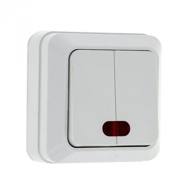 EKF PROxima Рим Выключатель 2-клавишный с индикатором 10А белый