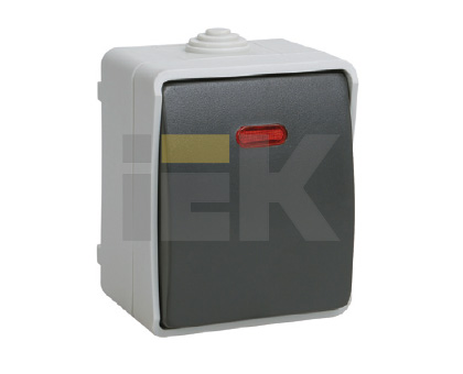 Купить IEK FORS ВС20-1-1-ФСр Выключатель 1кл со свет. индикатором для открытой установки IP54