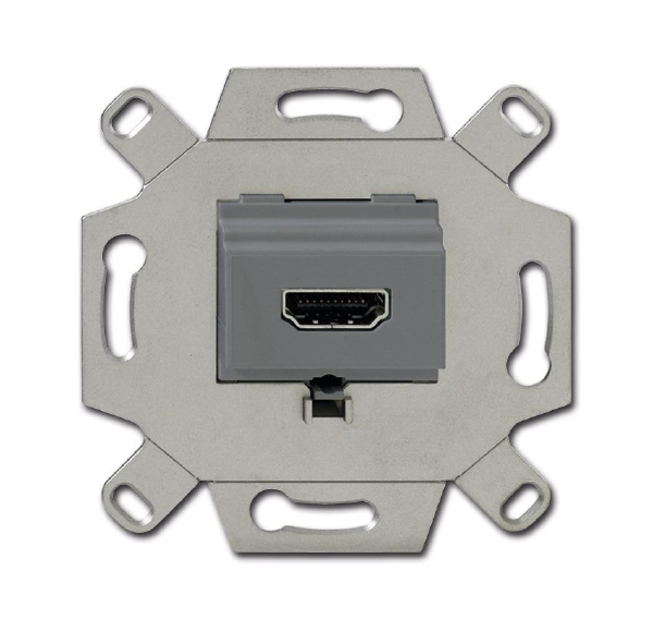 ABB BJE Мех Механизм HDMI-розетки/разъёма, HDMI-type A, Full HD, 20 полюсов, цвет серый 2CKA000230A0432