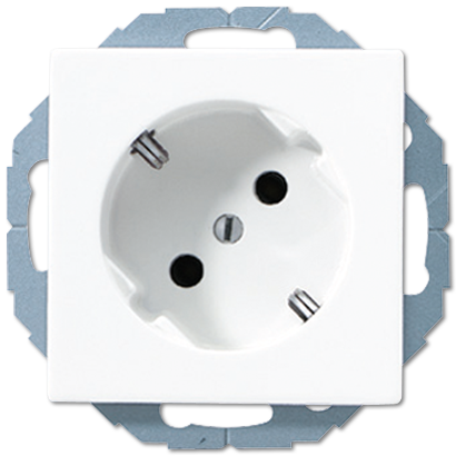 JUNG A 500 Белая Розетка с/з, наклонная 45° A520-45KIWW