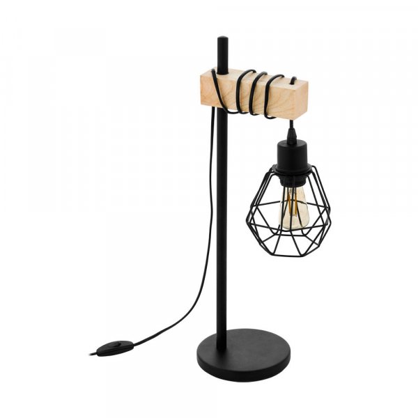 Eglo 43136 Настольная лампа TOWNSHEND 5, 1х60W (E27), L220, H500, сталь, дерево, черный, коричневый