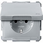 Купить SE Merten Aquadesign Алюминий Розетка Schuko с крышкой, с защитными шторками, IP44, винт. зажим MTN2414-4060