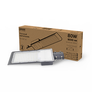 Gauss Светильник уличный Avenue 80W 8000lm 3000K 190-250V IP65 420*160*57мм черный КСС "Ш" LED 1/10 629534180