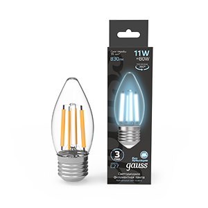 Gauss Лампа Filament Свеча 11W 830lm 4100К Е27 LED 1/10/50 103802211