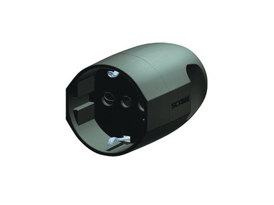 DKC Розетка кабельная, бытовая с центральным вводом кабеля. Черная. IP20 16А 2P+E 230В