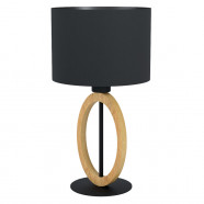 Eglo BASILDON 1 Настольная лампа BASILDON 1, 1Х40W, E27, H425, Ø230, основание: Ø150, сталь/дерево, черный/кор 43569