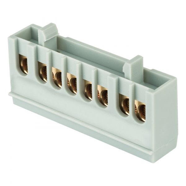 EKF PROxima Шина "фаза" L (6х9мм) 8 отверстий латунь серый изолированный корпус на DIN-рейку