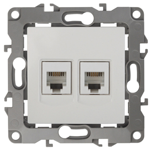 ЭРА 12-3106-02 Слоновая кость Розетка телефонная двойная 2XRJ11, IP20, 12