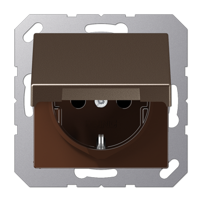Jung Штепсельная розетка SCHUKO 16A 250V~ с защитой от детей; с крышкой; термопласт; мокка A1520BFKIKLMO