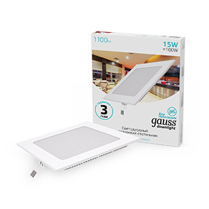 Gauss Светильник Slim квадрат 15W 1100lm 4000K 180-265V IP20 монтаж Ø155*155 170*170*22 LED 940111215