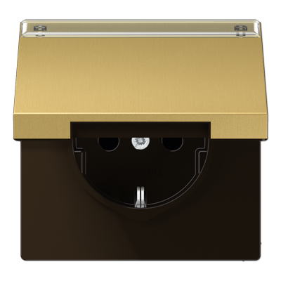 JUNG Штепсельная розетка SCHUKO 16A 250V~ с крышкой, защитой от детей, латунь Classic ME1520NAKLC