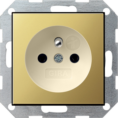 Gira Розетка с заземляющим штифтом и с затвором (shutter) и символом 0485614