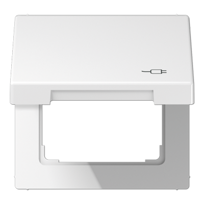 JUNG Рамка с подпружиненной крышкой для механизмов 50*50, с символом "Вилка", белый LS990BFKLSOCWW