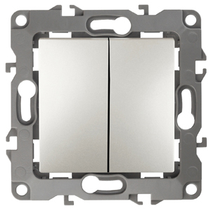 ЭРА 12-1004-15 Выключатель двойной, 10АХ-250В, IP20, без м.лапок, 12, Перламутр