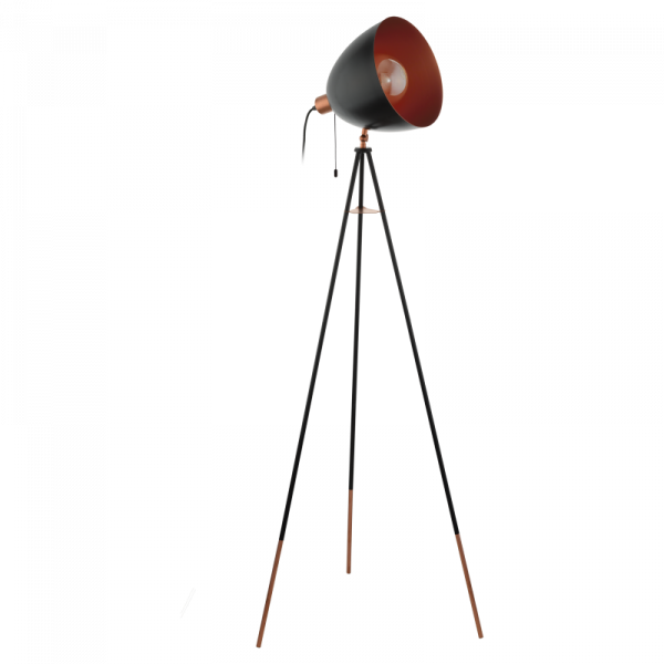 Eglo Торшер СHESTER на треноге, 1x60W (E27), H1355, сталь, черный, медный, шнур. выкл 49386 Eglo Торшер СHESTER на треноге, 1x60W (E27), H1355, сталь, черный, медный, шнур. выкл 49386