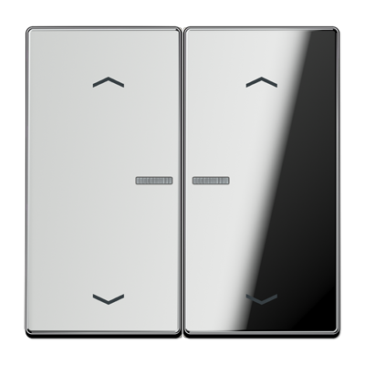 JUNG Клавиша для KNX кнопки с окошком и символами "стрелки", 2 группы металл хром GCR102KO5P