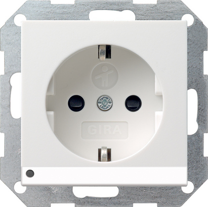 Gira S-55 Бел Розетка с/з с защитой и индикацией напряжения 117027