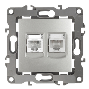 ЭРА 12-3109-03 Алюминий Розетка комбинированная RJ45+RJ11, IP20, 12 Б0018250