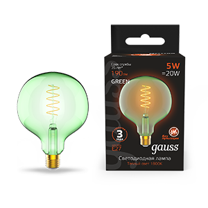 Gauss Лампа Filament G125 5W 190lm 1800К Е27 green flexible LED 1012802105