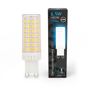 Gauss Лампа G9 AC185-265V 6,5W 700lm 6500K керамика LED 107309306