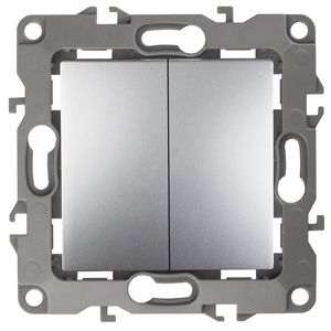 ЭРА 12-1004-03 Выключатель двойной, 10АХ-250В, IP20, без м.лапок, 12, Алюминий