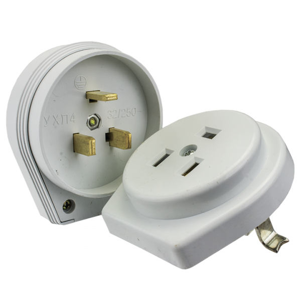 EKF PROxima Разъем РШ-ВШ 32А 250В 2P+PE (СУ) пластиковый бел.