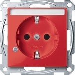 Купить SE Merten SM Рубин Розетка с/з с защитными шторками, полем для надписи и индикацией(MTN2303-0306)