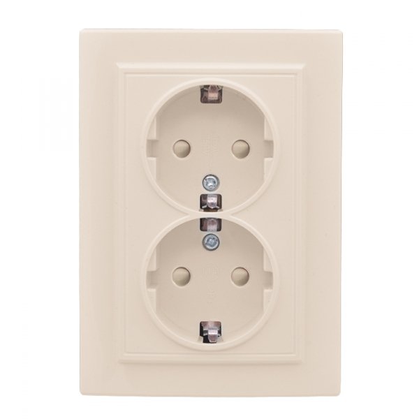 EKF Basic Минск Бежевый Розетка 2-ая, с/з, со шторками, 16А, СП