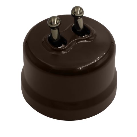 BIRONI Лизетта Пластик Коричневый Выключатель 2-кл (тумблерный), ручка Бронза B1-232-22-B