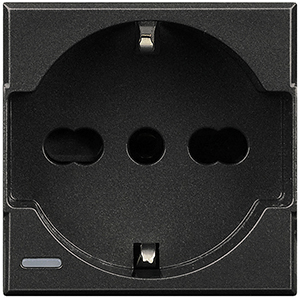 BT Axolute Антрацит Розетка с/з c защищенными контактами, винт. зажим, возможность индикации 2 мод HS4140/16