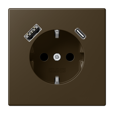 JUNG SCHUKO Латунь Antik Розетка с USB-зарядным устройством, тип A + тип С; термопласт ME1520-15CAAT-L