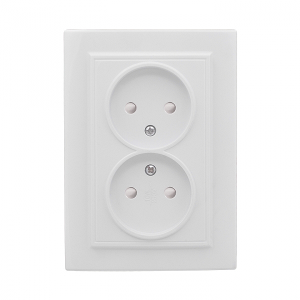 EKF Basic Минск Белый Розетка 2-ая, б/з, со шторками, 10А, СП