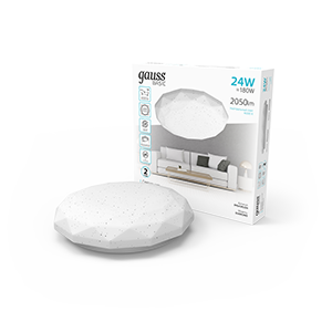 Gauss Светильник Basic Space Diamond НПС 24W 2050lm 4000K  220-240V IP20 340*75 LED 1/20 995439224