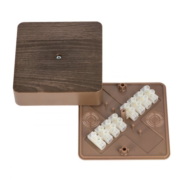 EKF PROxima Коробка разветвительная КМР-030-032кг (100х100х28) с клеммником тёмное дерево